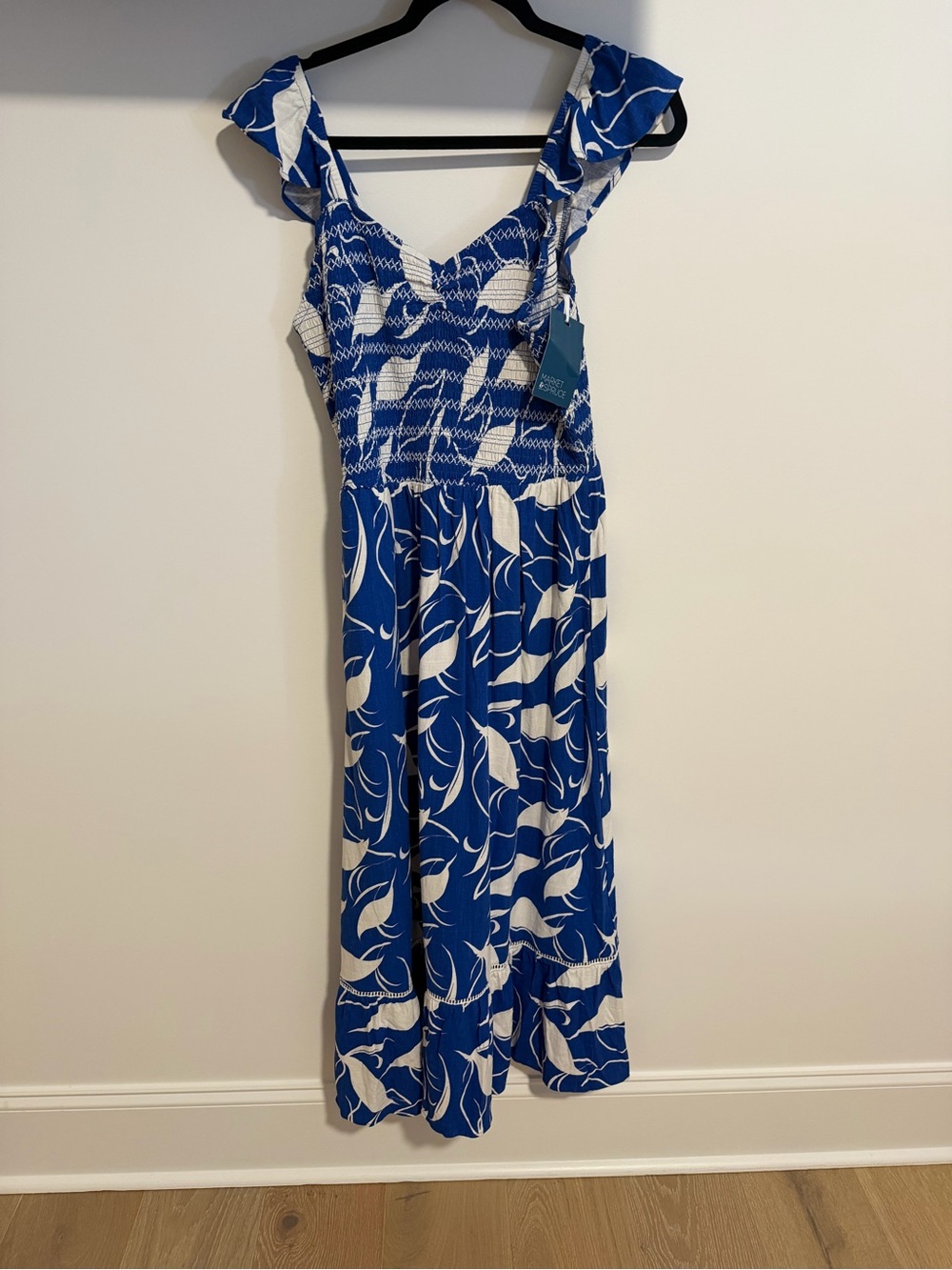 Blue and White Floral Maxi Dress